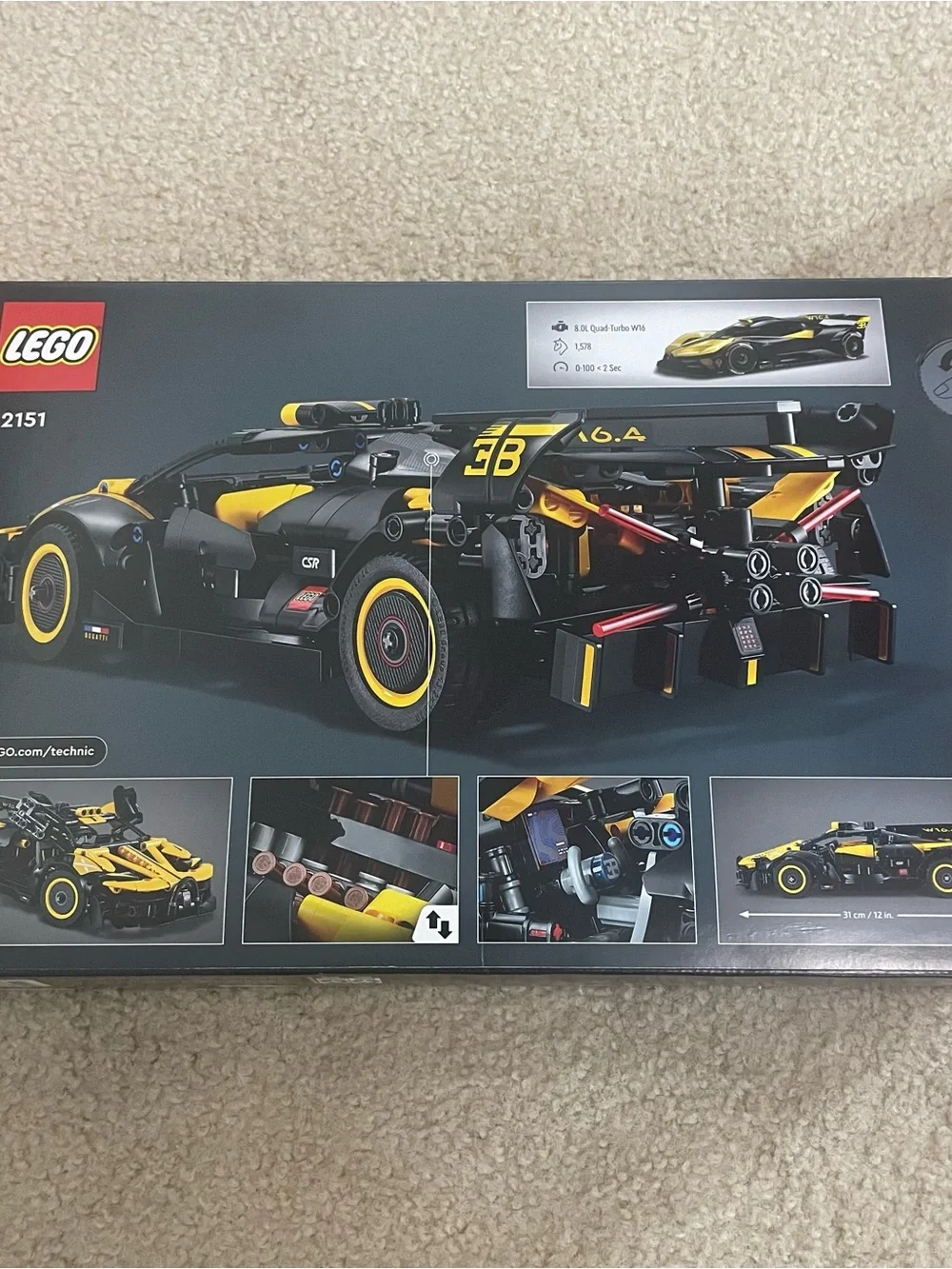 Lego Technic 42151 Bugatti Bolide 905 Pieces Set Yellow Car Racing Building Toy